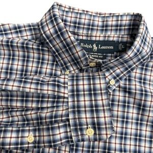 Ralph Lauren Classic Fit Plaid Large Button Down Shirt Men Blue Red‎ White